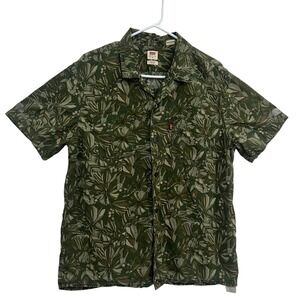 Levis Mens Relaxed Fit Short Sleeve Button Down Shirt Green Tropical Floral M